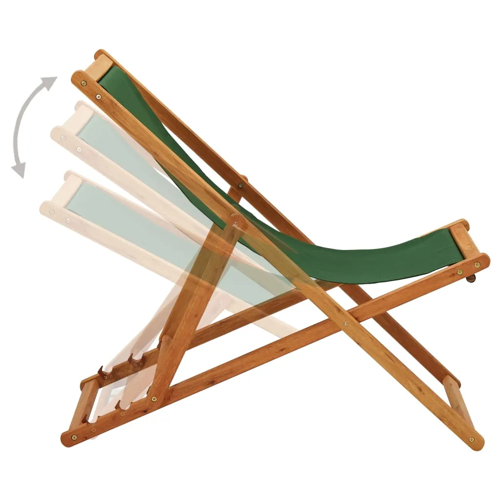 Beach Sling Patio Chair Folding Deck Chair Fabric and Wooden Frame