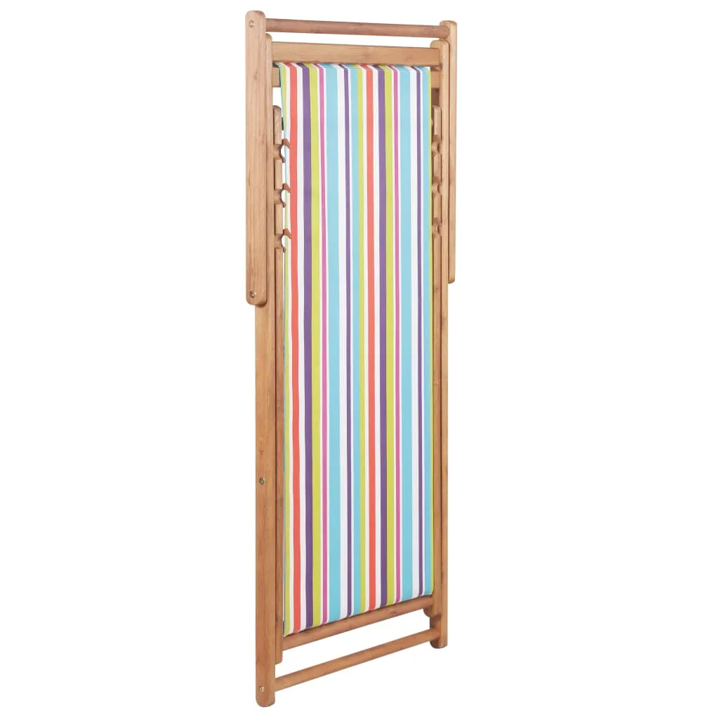 Beach Sling Patio Chair Folding Deck Chair Fabric and Wooden Frame