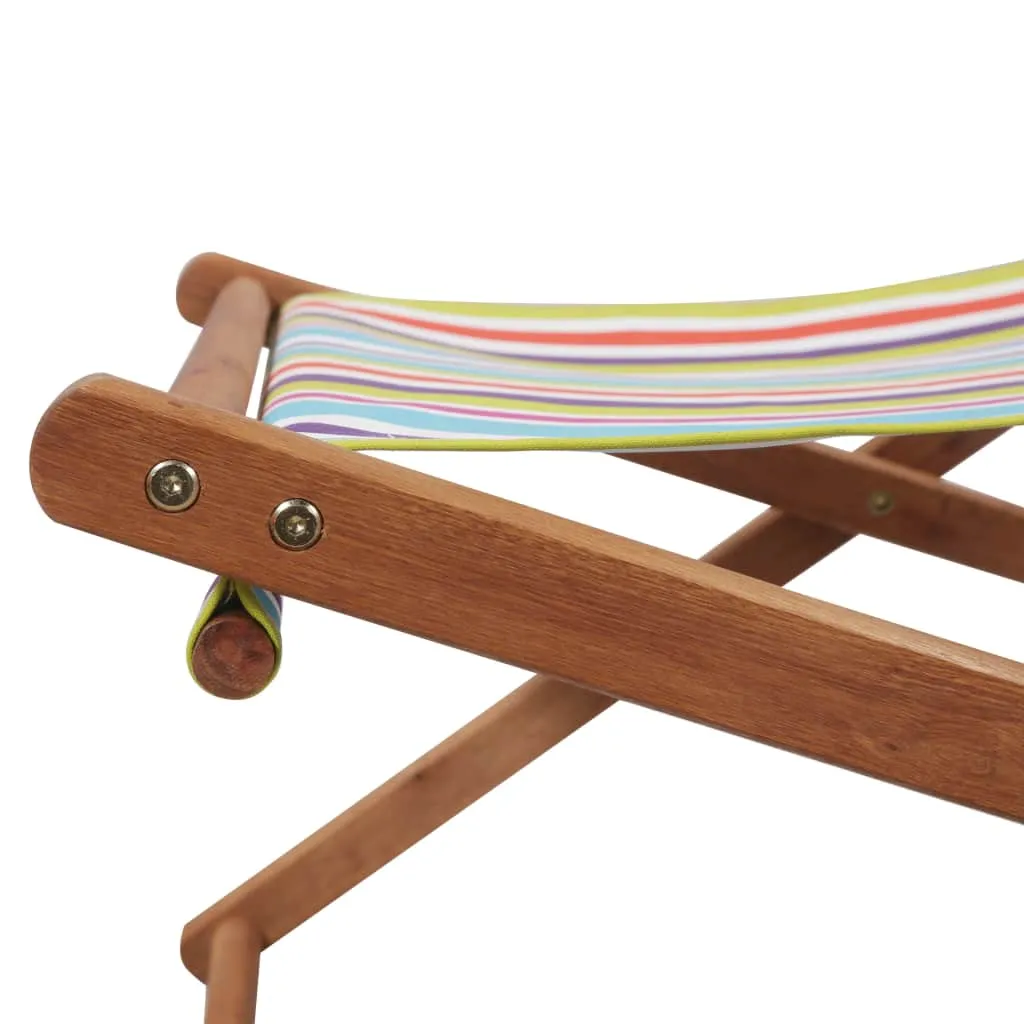 Beach Sling Patio Chair Folding Deck Chair Fabric and Wooden Frame