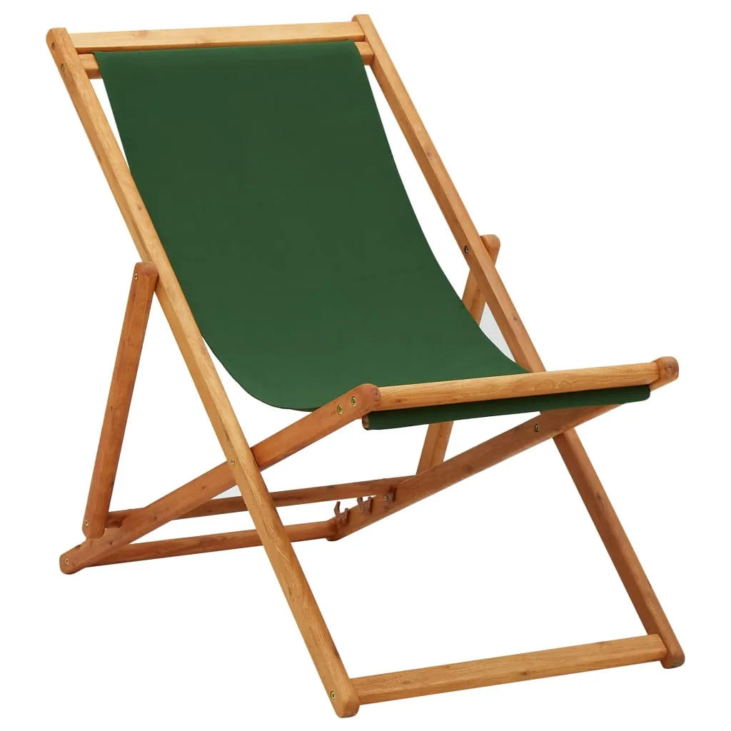 Beach Sling Patio Chair Folding Deck Chair Fabric and Wooden Frame