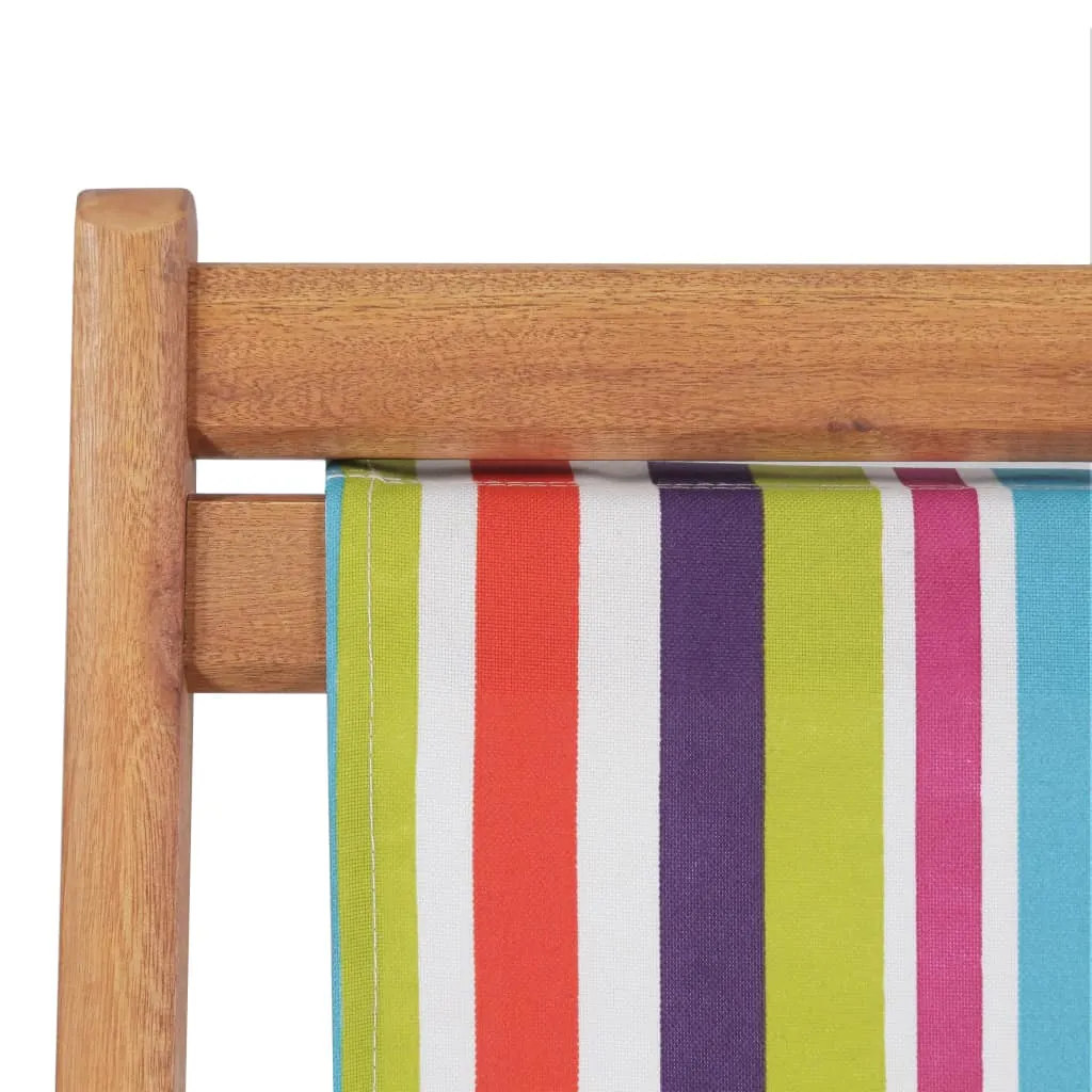 Beach Sling Patio Chair Folding Deck Chair Fabric and Wooden Frame