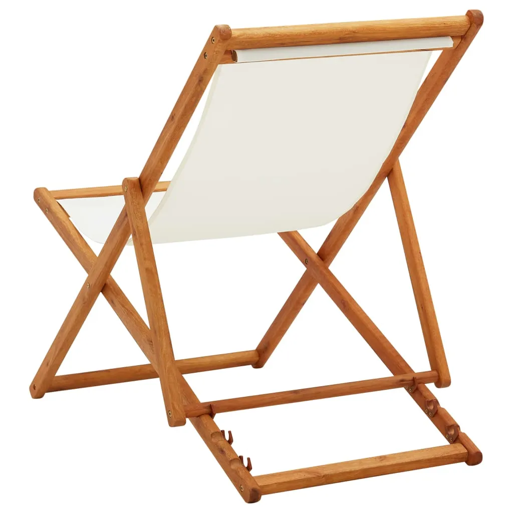 Beach Sling Patio Chair Folding Deck Chair Fabric and Wooden Frame