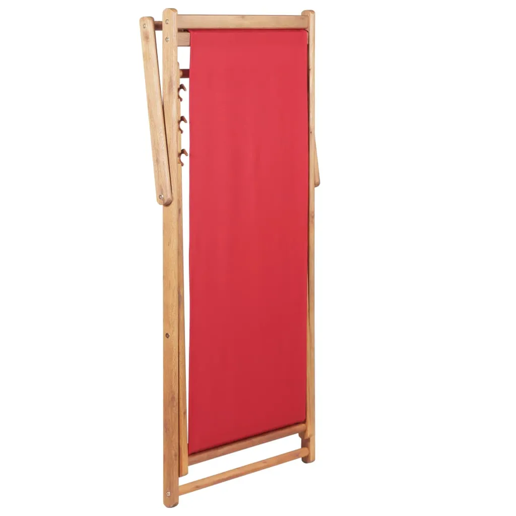 Beach Sling Patio Chair Folding Deck Chair Fabric and Wooden Frame