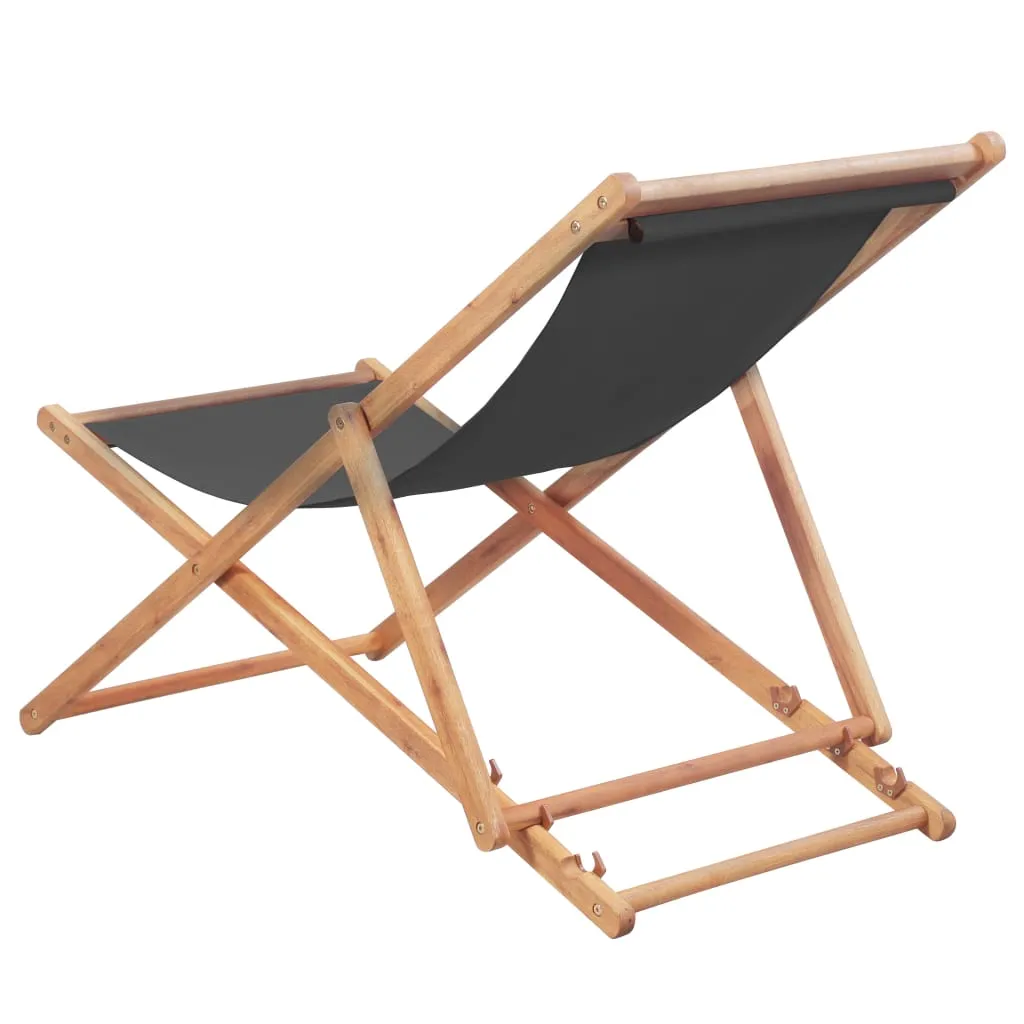 Beach Sling Patio Chair Folding Deck Chair Fabric and Wooden Frame