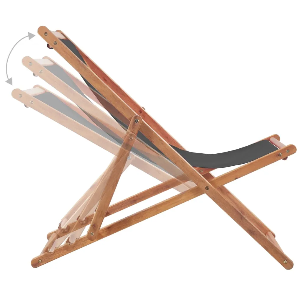 Beach Sling Patio Chair Folding Deck Chair Fabric and Wooden Frame