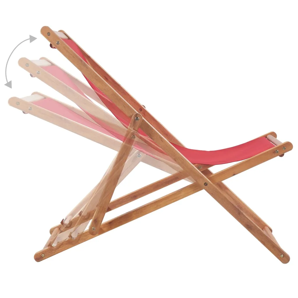 Beach Sling Patio Chair Folding Deck Chair Fabric and Wooden Frame