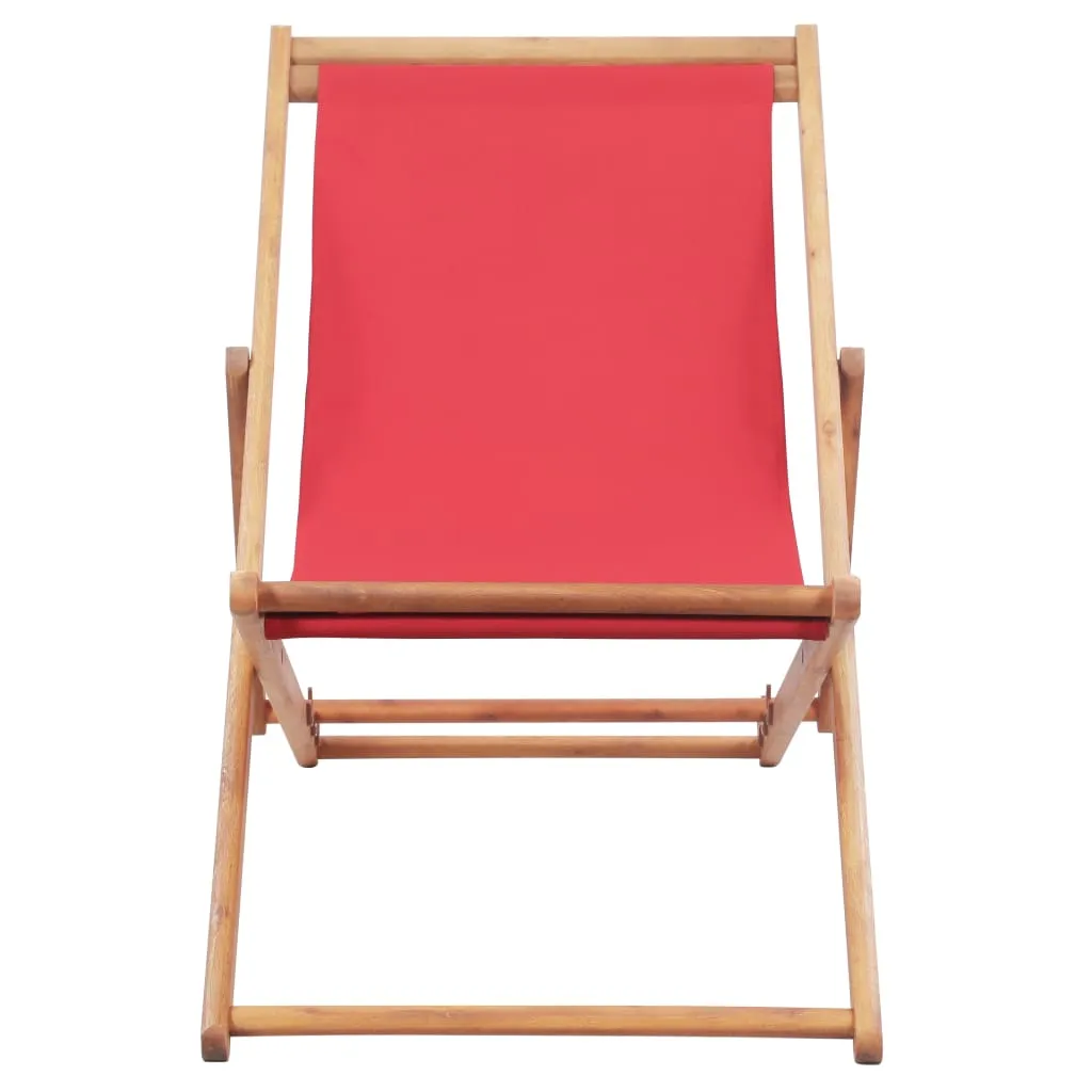 Beach Sling Patio Chair Folding Deck Chair Fabric and Wooden Frame