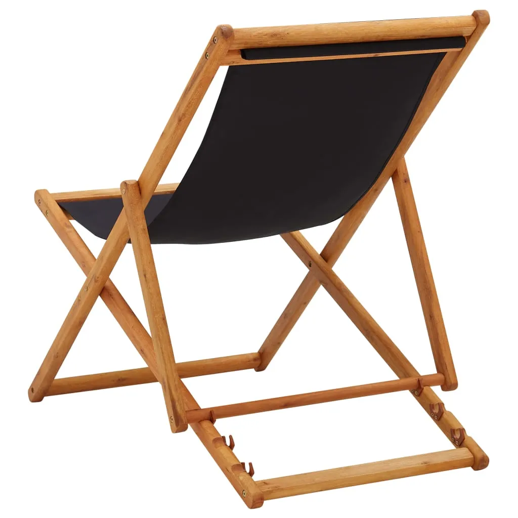 Beach Sling Patio Chair Folding Deck Chair Fabric and Wooden Frame