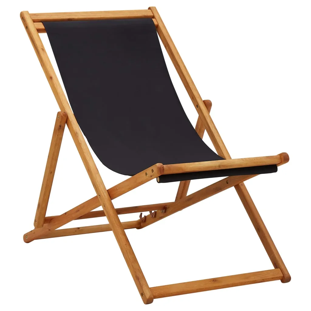 Beach Sling Patio Chair Folding Deck Chair Fabric and Wooden Frame