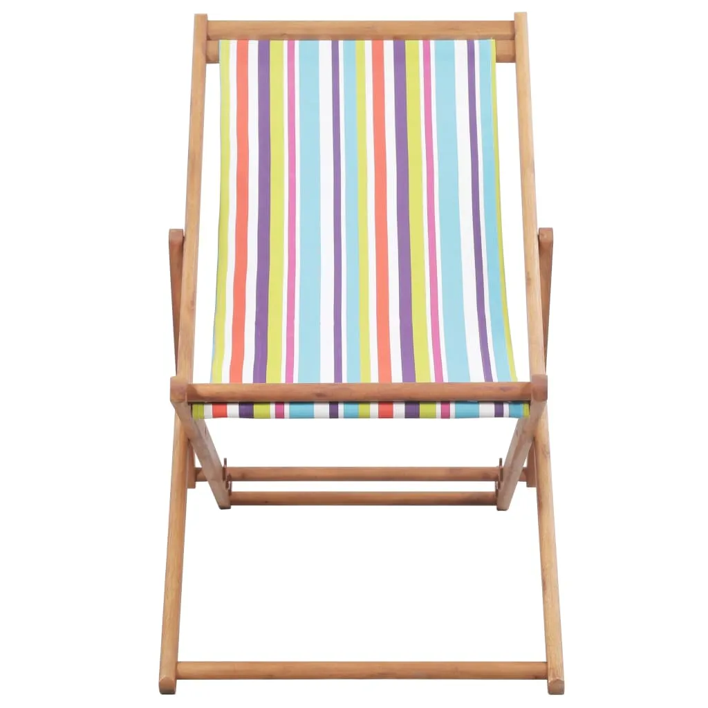 Beach Sling Patio Chair Folding Deck Chair Fabric and Wooden Frame