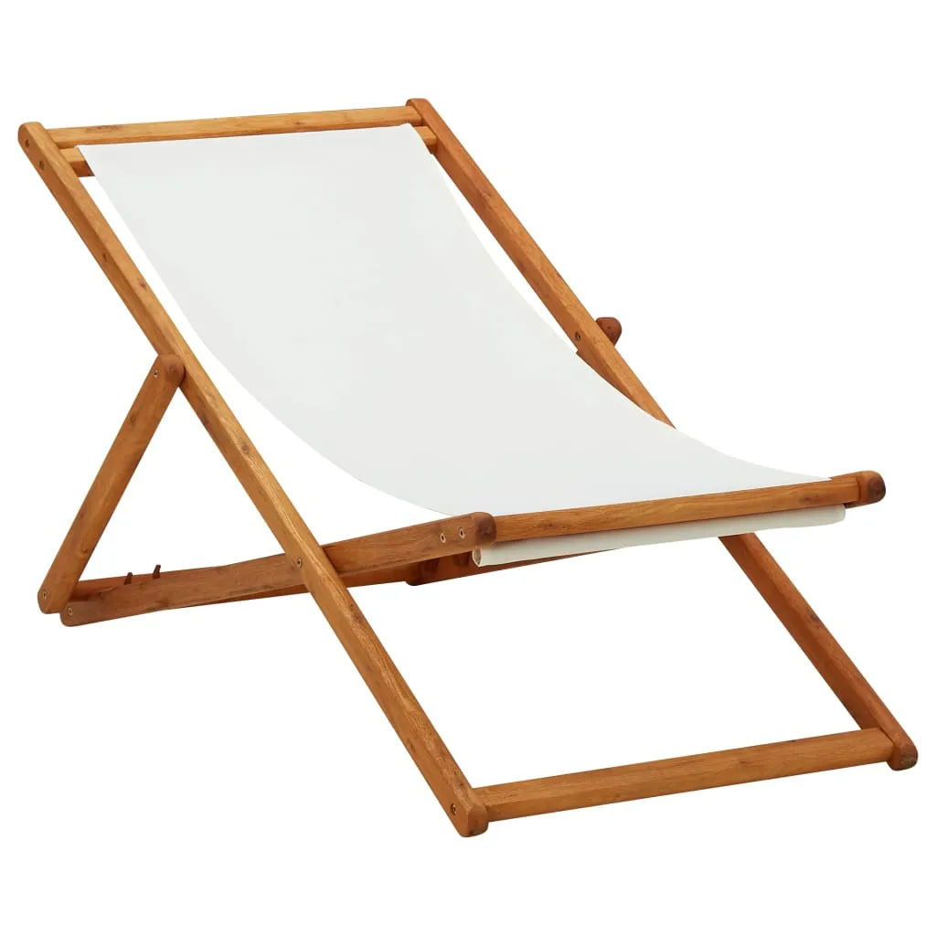 Beach Sling Patio Chair Folding Deck Chair Fabric and Wooden Frame
