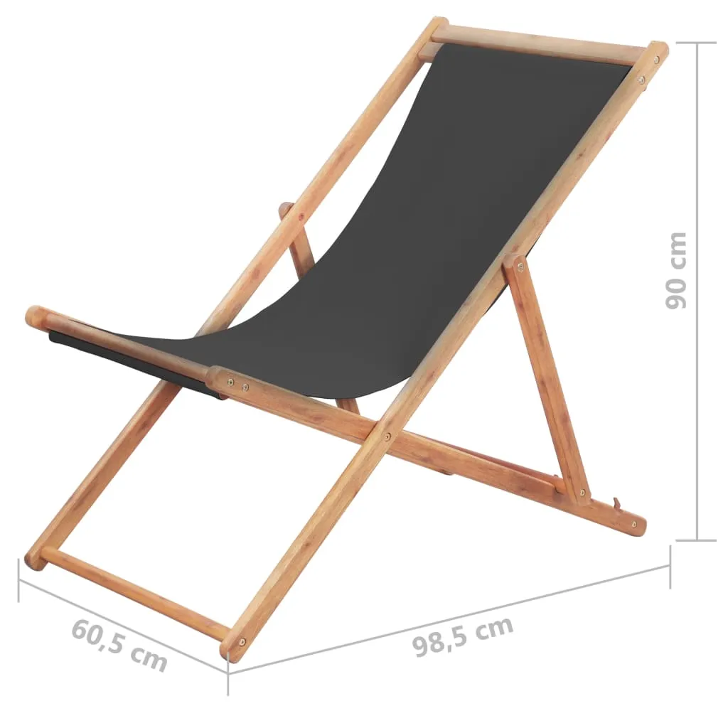 Beach Sling Patio Chair Folding Deck Chair Fabric and Wooden Frame