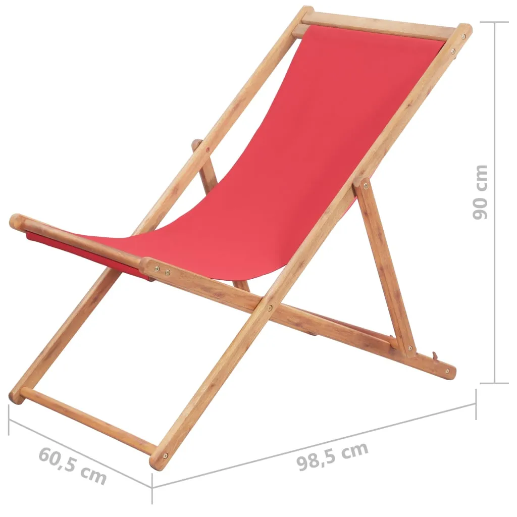 Beach Sling Patio Chair Folding Deck Chair Fabric and Wooden Frame