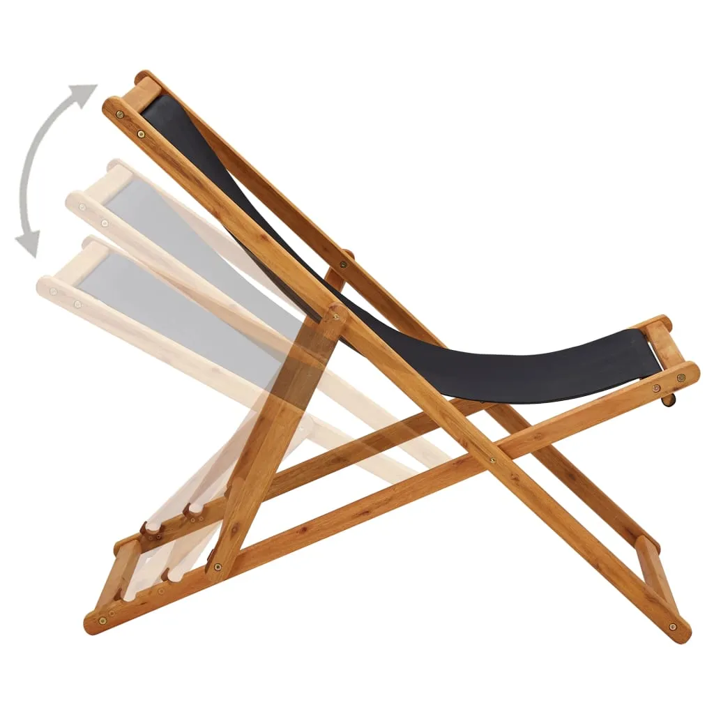 Beach Sling Patio Chair Folding Deck Chair Fabric and Wooden Frame