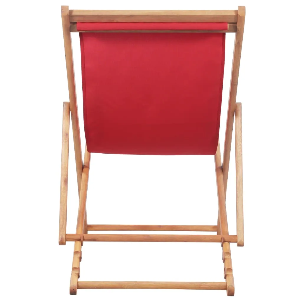 Beach Sling Patio Chair Folding Deck Chair Fabric and Wooden Frame