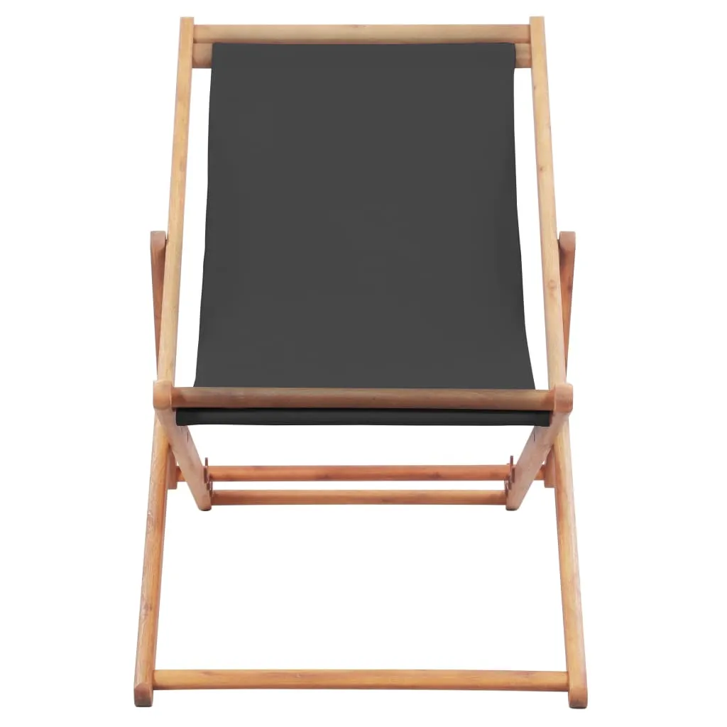 Beach Sling Patio Chair Folding Deck Chair Fabric and Wooden Frame