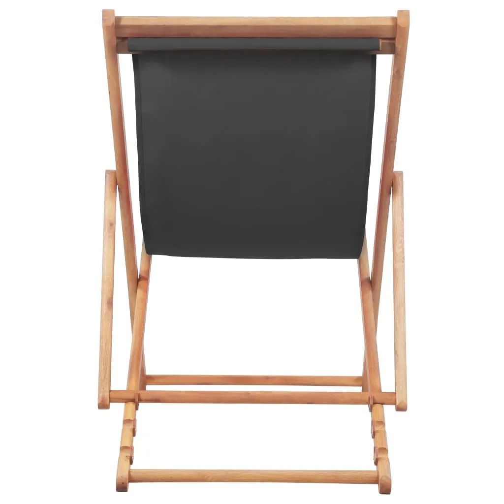 Beach Sling Patio Chair Folding Deck Chair Fabric and Wooden Frame