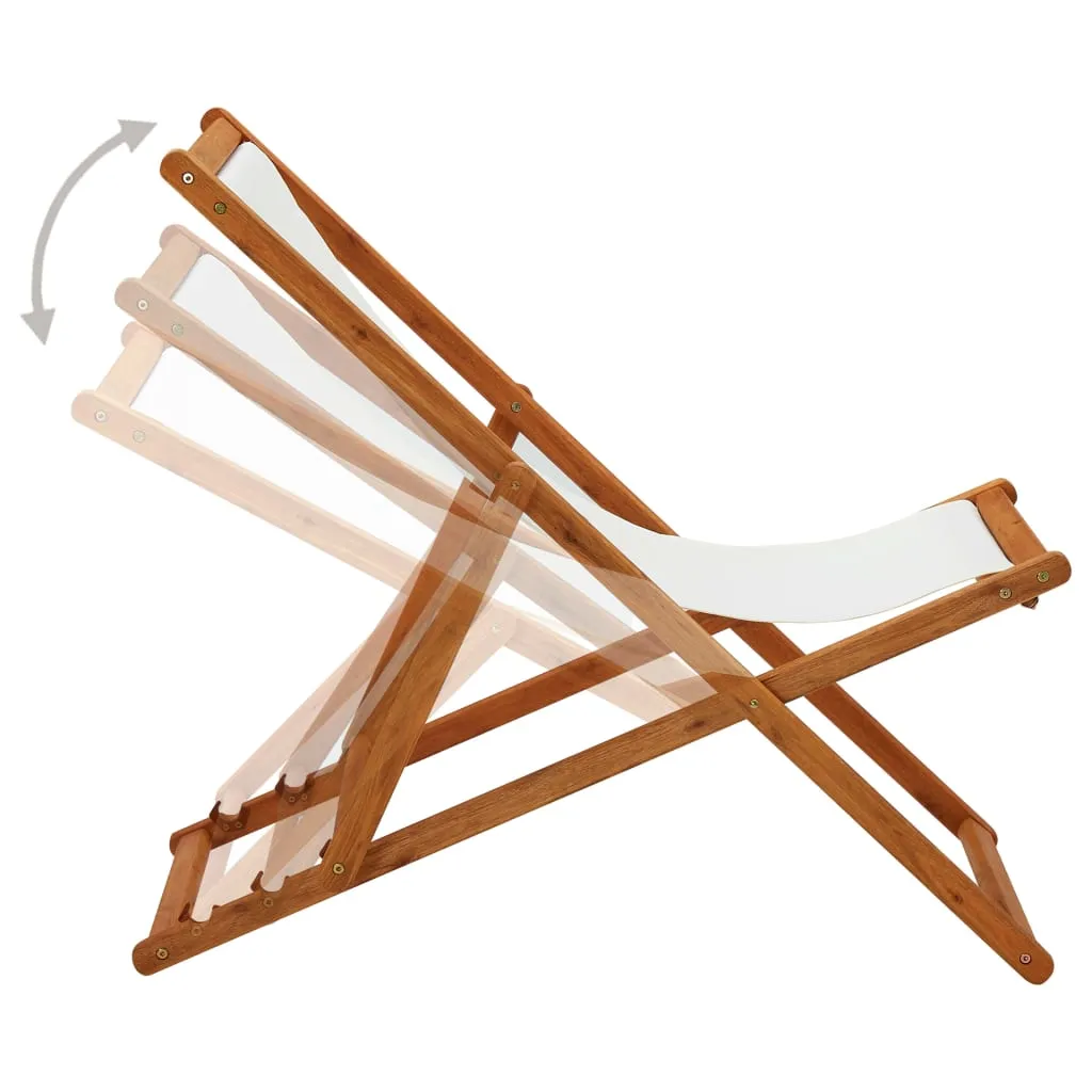 Beach Sling Patio Chair Folding Deck Chair Fabric and Wooden Frame