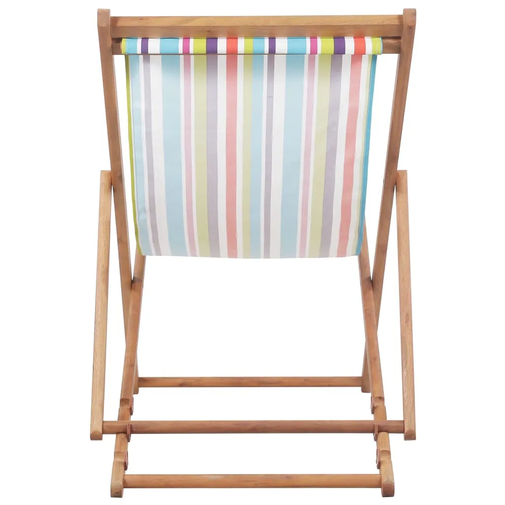 Beach Sling Patio Chair Folding Deck Chair Fabric and Wooden Frame
