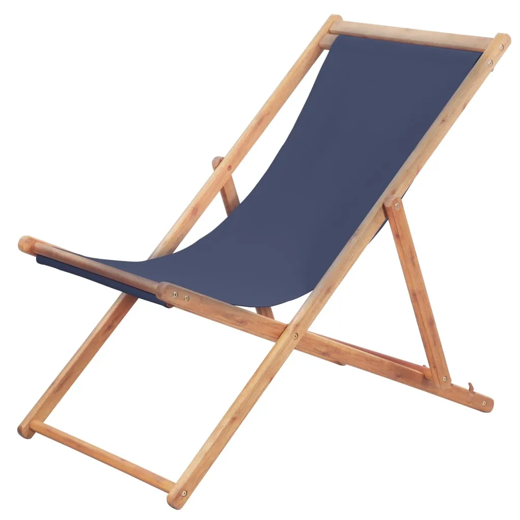 Beach Sling Patio Chair Folding Deck Chair Fabric and Wooden Frame