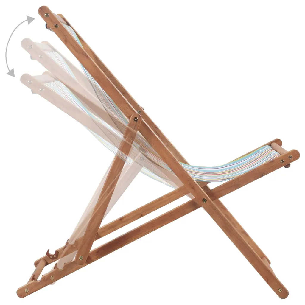 Beach Sling Patio Chair Folding Deck Chair Fabric and Wooden Frame
