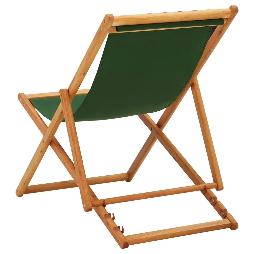 Beach Sling Patio Chair Folding Deck Chair Fabric and Wooden Frame