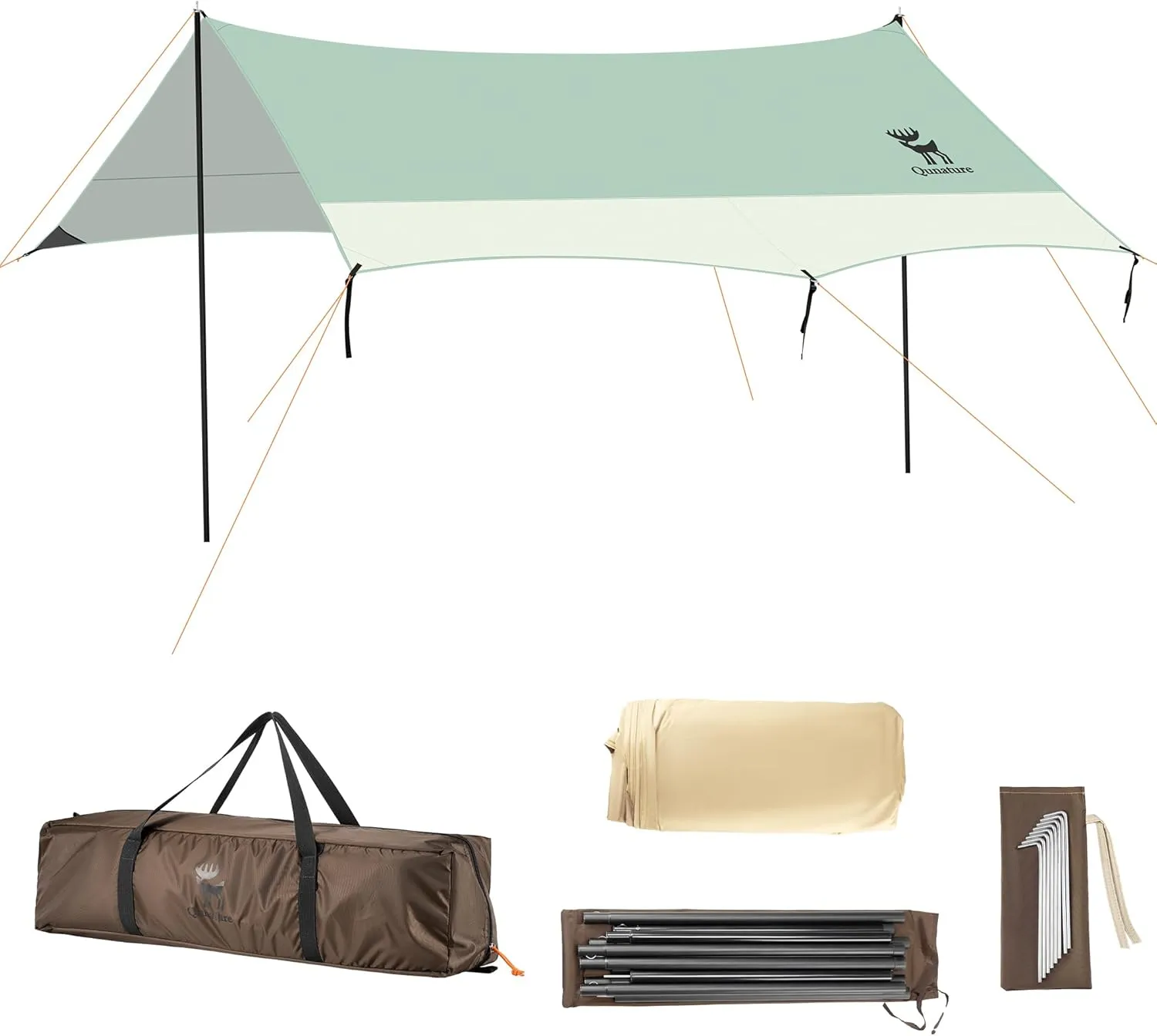 Beach Tent Camping Sun Shelter 13.78 x 14.1ft Easy to Set Up Beach Shade UPF 50  Waterproof Beach Shade Tent for 10-12 Person, Outdoor Tent for Beach, Camping, Fishing, Picnic