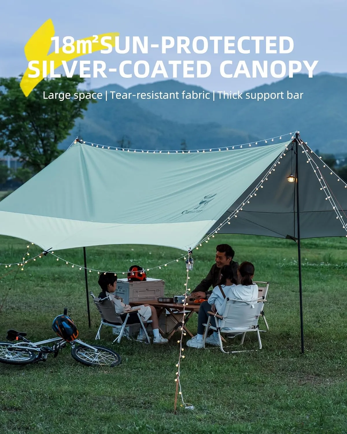 Beach Tent Camping Sun Shelter 13.78 x 14.1ft Easy to Set Up Beach Shade UPF 50  Waterproof Beach Shade Tent for 10-12 Person, Outdoor Tent for Beach, Camping, Fishing, Picnic