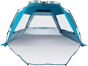 Beach Tent Deluxe Pop Up Sun Shade Shelter for 3-4 Person,UV Protection,Extendable Floor with 3 Ventilating Windows,Stakes,and Guy Lines