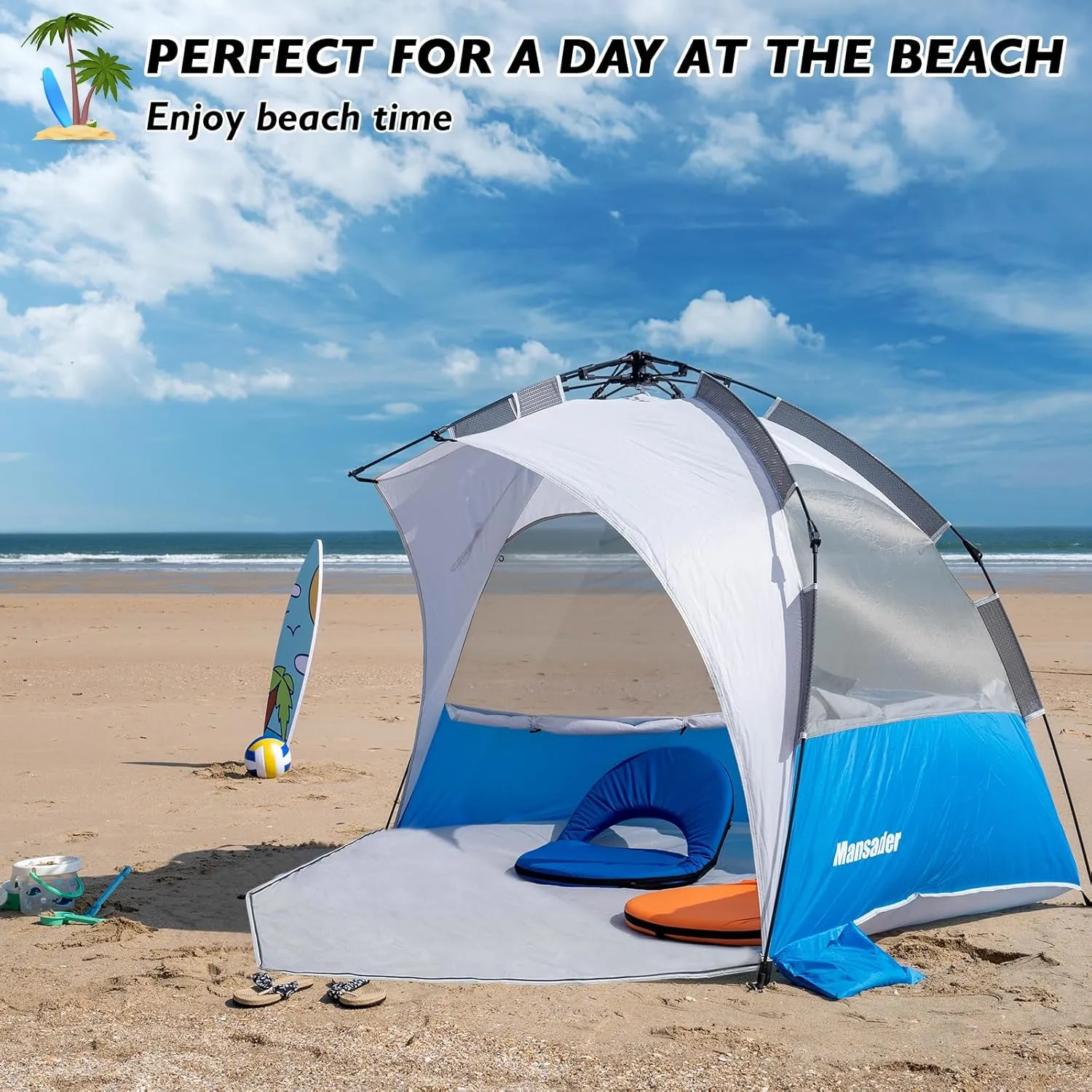 Beach Tent Pop Up Shade, Instant Beach Tents Sun Shelter with UPF 50  UV Protection, Lightweight & Easy Setup Tent 2-6 Person