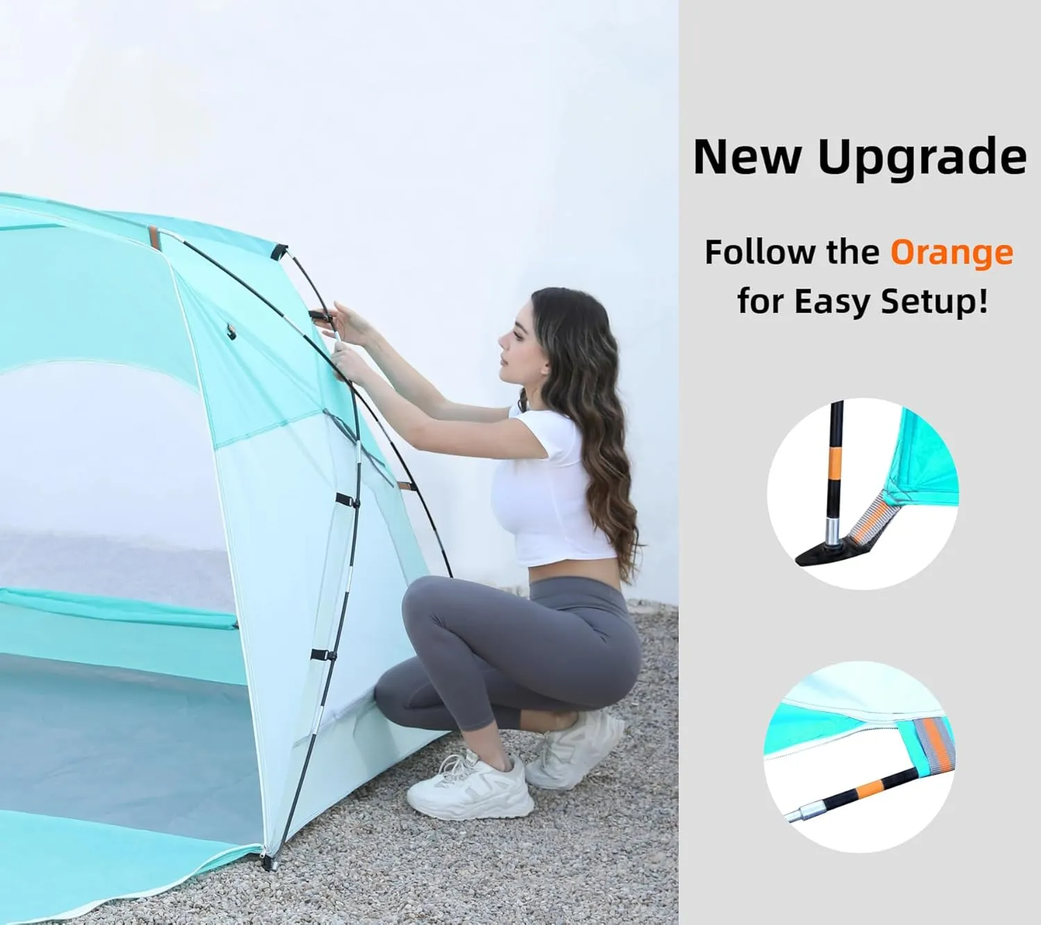 Beach Tent, Portable Sun Shelter for 2/3/4/6-8 Person with UPF 50  UV Protection, Easy Setup Waterproof Beach Shade Canopy Cabana for Family Outdoor and Picnics, Fishing with Carrying Bag