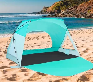 Beach Tent, Portable Sun Shelter for 2/3/4/6-8 Person with UPF 50  UV Protection, Easy Setup Waterproof Beach Shade Canopy Cabana for Family Outdoor and Picnics, Fishing with Carrying Bag