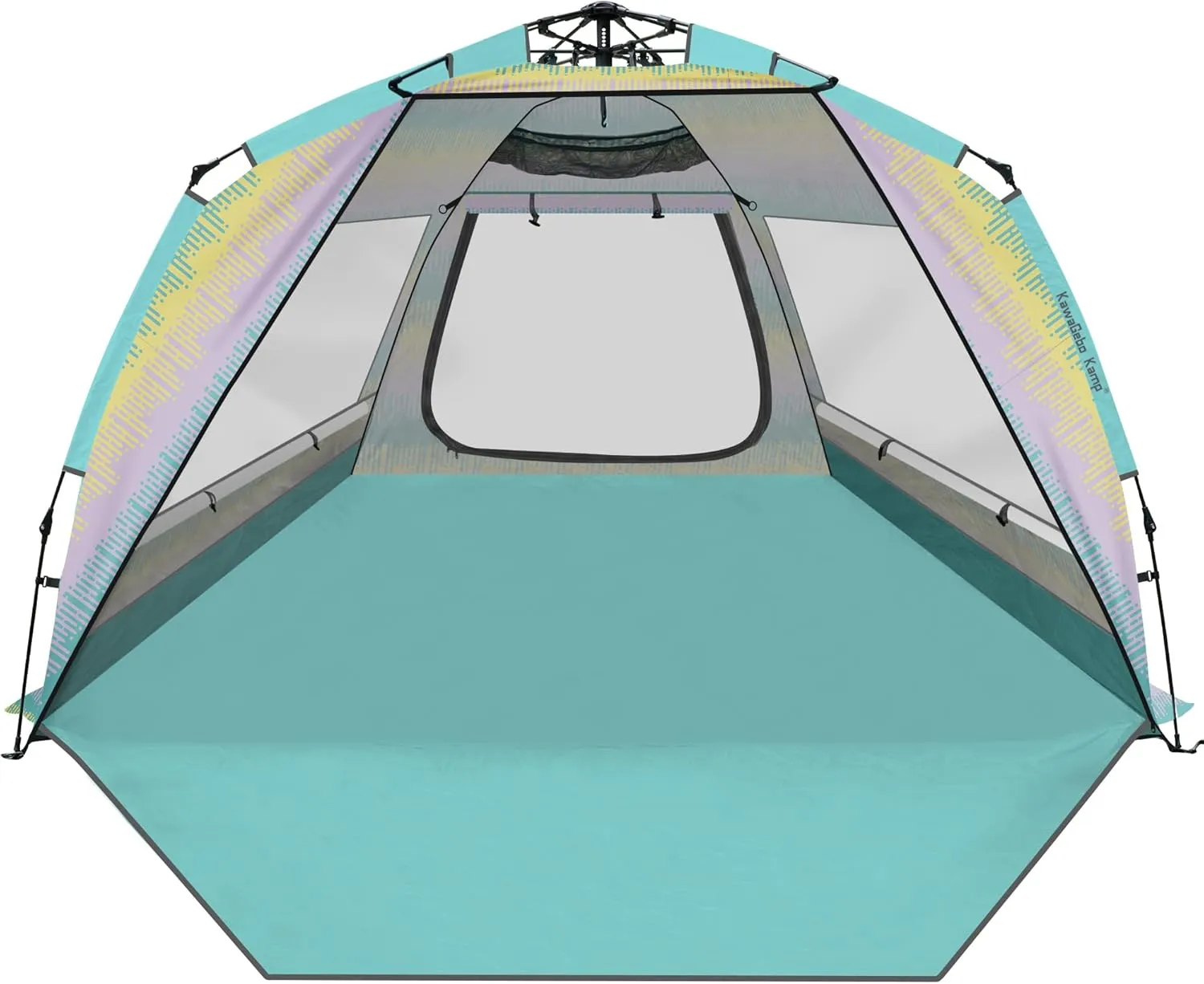 Beach Tent Sun Shelter for 4-6 Person - Pop Up Beach Tent UPF 50＋ UV Protection, Lightweight and Easy Setup Cabana, Extendable Floor with 3 Ventilating Windows, Carrying Bag