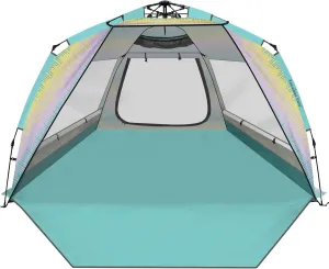 Beach Tent Sun Shelter for 4-6 Person - Pop Up Beach Tent UPF 50＋ UV Protection, Lightweight and Easy Setup Cabana, Extendable Floor with 3 Ventilating Windows, Carrying Bag