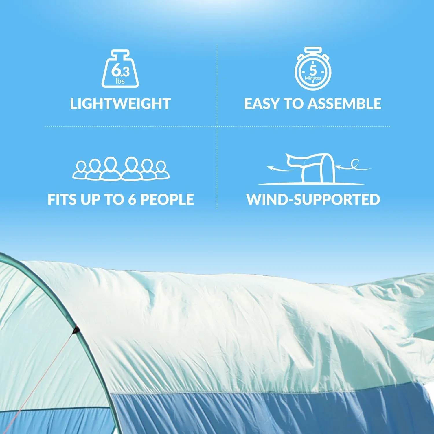 Beach Tent Sun Shelter with UPF50  Protection, One-Person Setup, Wind-Supported & Sandbag Stable, 7.5ft Tall, Portable Beach Shade Canopy for 3-6 People