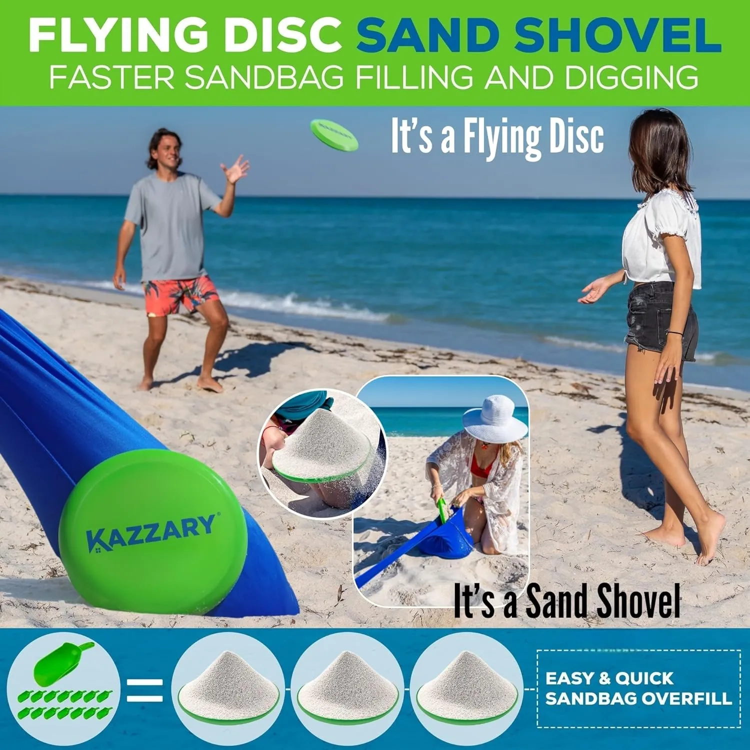 Beach Tent UPF50  Sun Shade Canopy with Sandbags, 4 Stability Poles, Ground Pegs, Flying Disc Sand Shovel, Lightweight Sunshade Shelter, 7ft Tall for Outdoor Trips, Camping and Sports