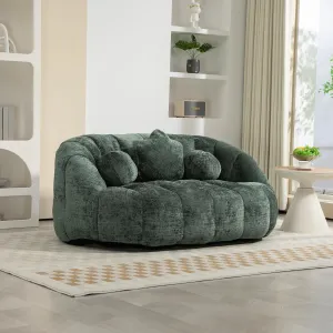 Bean Bag Sofa High Resilience Foam Filling Durable Lounger for Indoor & Outdoor Use, Emerald Chenille