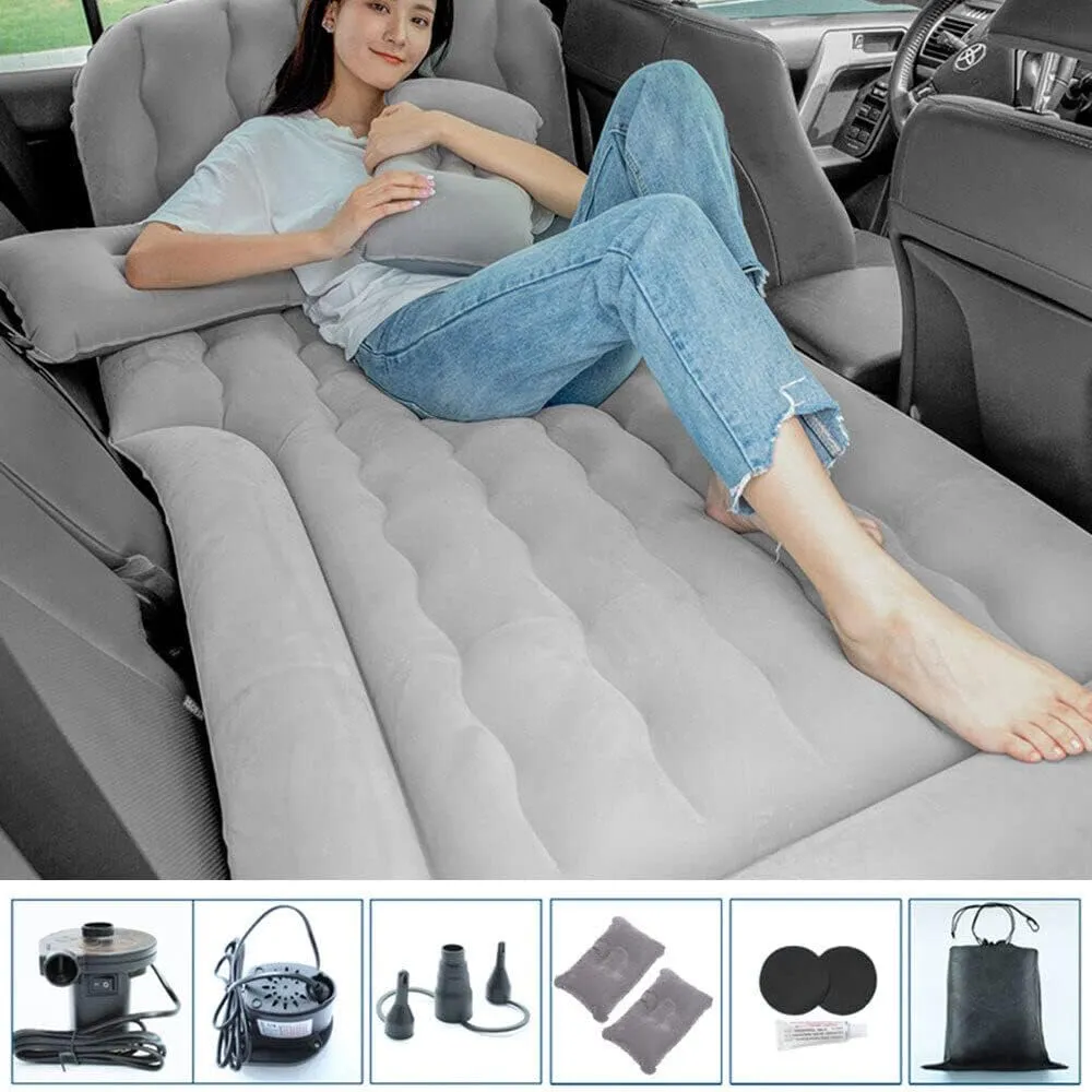 Bed Car Mattress Camping Mattress for Car Sleeping Inflatable Mattress Travel Portable Sleeping Pad with Air Pump and Pillow, Gray