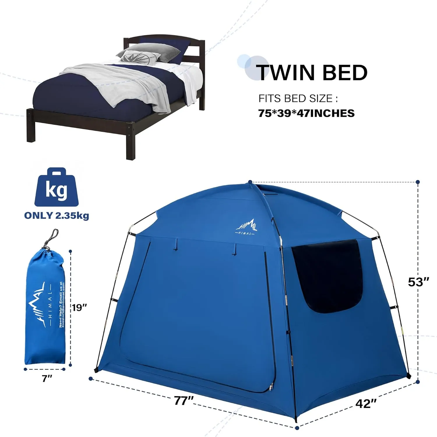 Bed Tent for Indoor Portable Light Reducing Twin Size Canopy Tents Breathable Lightweight Private Space for Bed(Blue)