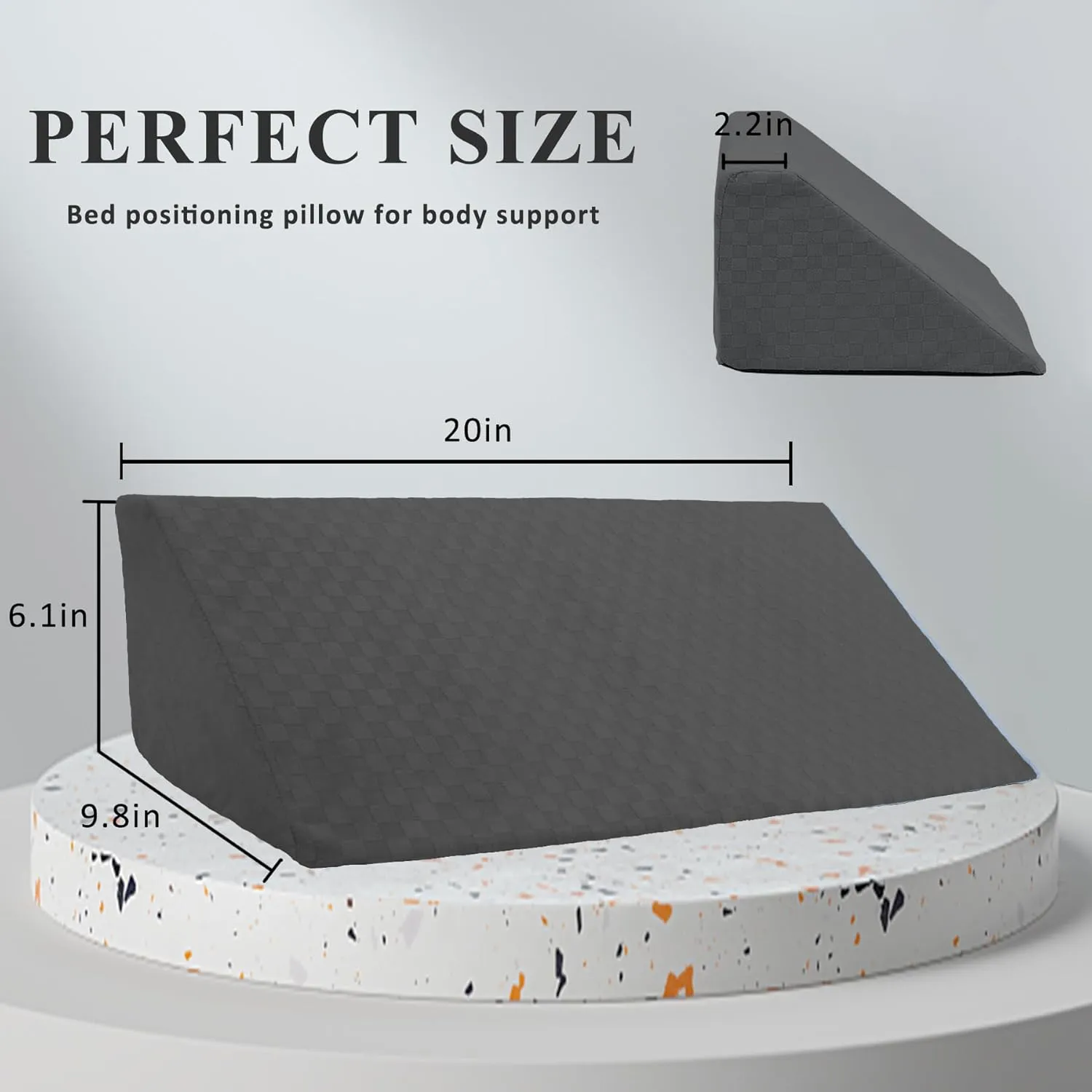 Bed Wedge Pillow for Side Sleeping Sponge Filled Body Positioning Triangle Pillow Suitable for Pregnancy and Surgery Prevent Bed Sore for Leg and Back Support with Pillow Case (Gray)