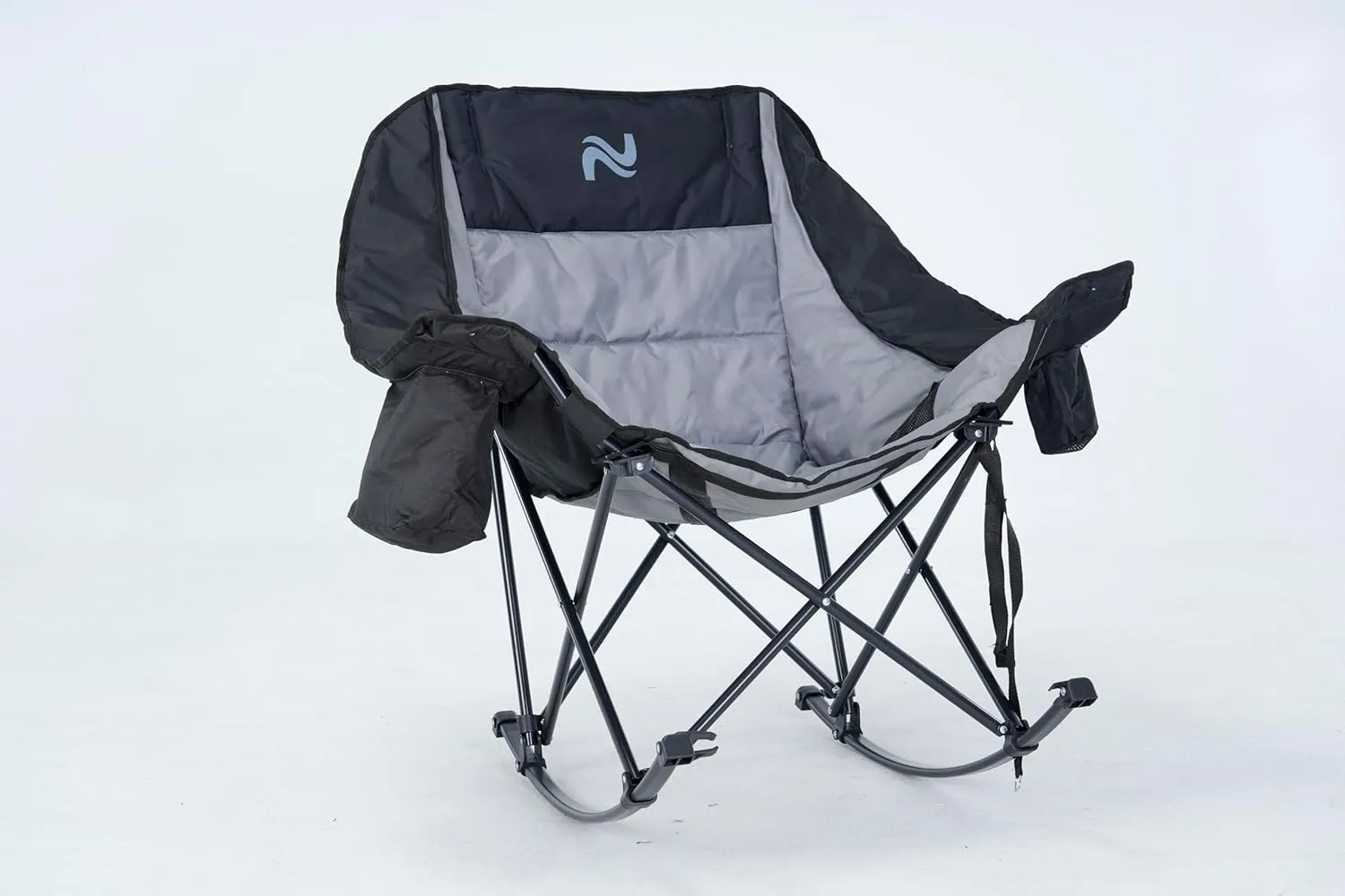 Begonia.K Portable Rocking Camping Chair with Cooler Bag Cup Holder and Side Pocket, Foldable Patio Rocker Chair for Outdoor Activities, Heavy Duty Rocking Chair for Adults, Heavy Duty 330 LBS