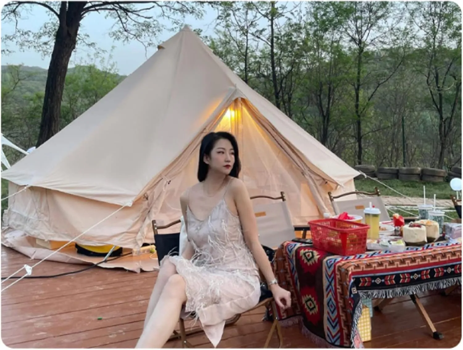 Bell Tent - Luxury All Season Tent for Camping & Glamping Made from Premium & Breathable 3M/4M Yurt Tent for Family Camping (Oxford Fabric 4m)