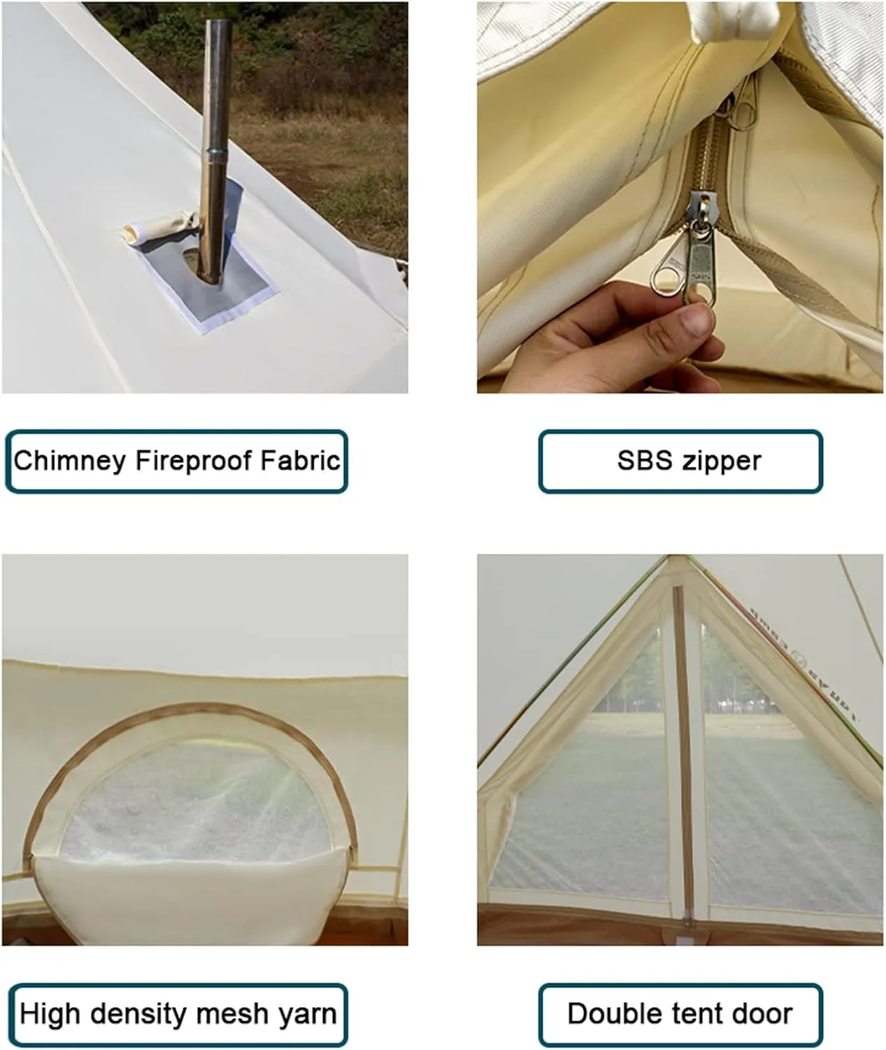 Bell Tent - Luxury All Season Tent for Camping & Glamping Made from Premium & Breathable 3M/4M Yurt Tent for Family Camping (Oxford Fabric 4m)