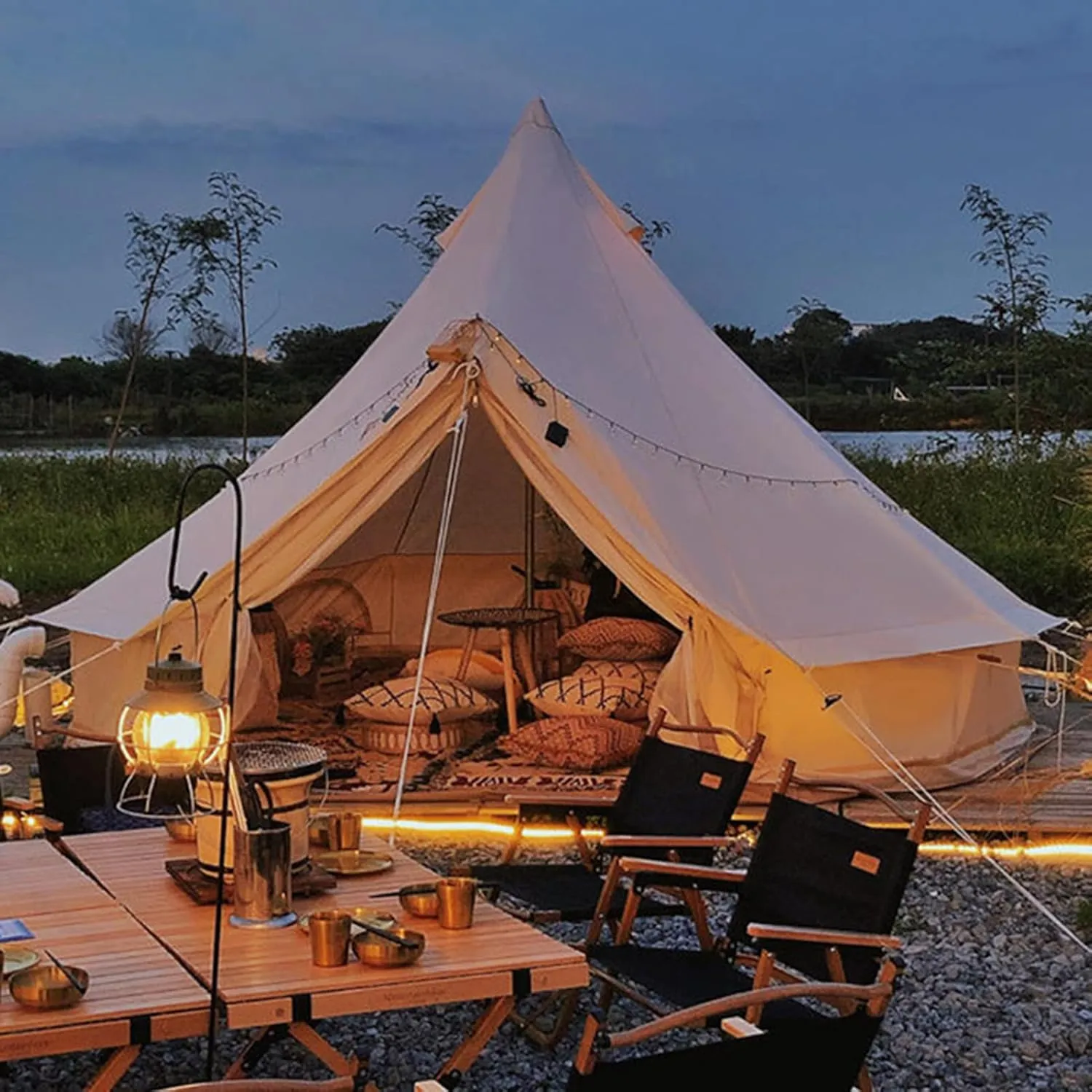 Bell Tent - Luxury All Season Tent for Camping & Glamping Made from Premium & Breathable 3M/4M Yurt Tent for Family Camping (Oxford Fabric 4m)