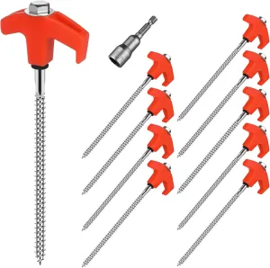 BESPORTBLE 10 Pcs Heavy Duty Tent Stakes with Rotating Heads Spiral Ground Anchors for Camping Installation Durable Metal Pegs for Outdoor Decorations and Events