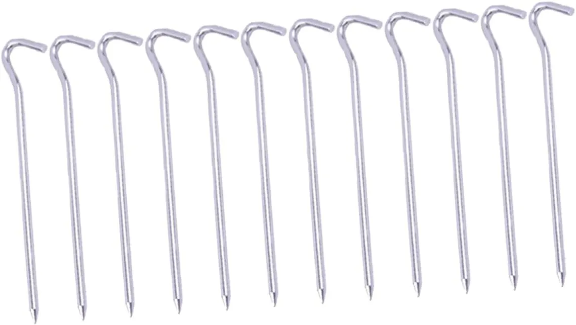 BESPORTBLE Tent Poles for Tarp 12 Piece Aluminum Alloy Ground Pegs with Hooks Lightweight Durable