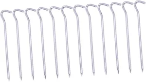 BESPORTBLE Tent Poles for Tarp 12 Piece Aluminum Alloy Ground Pegs with Hooks Lightweight Durable
