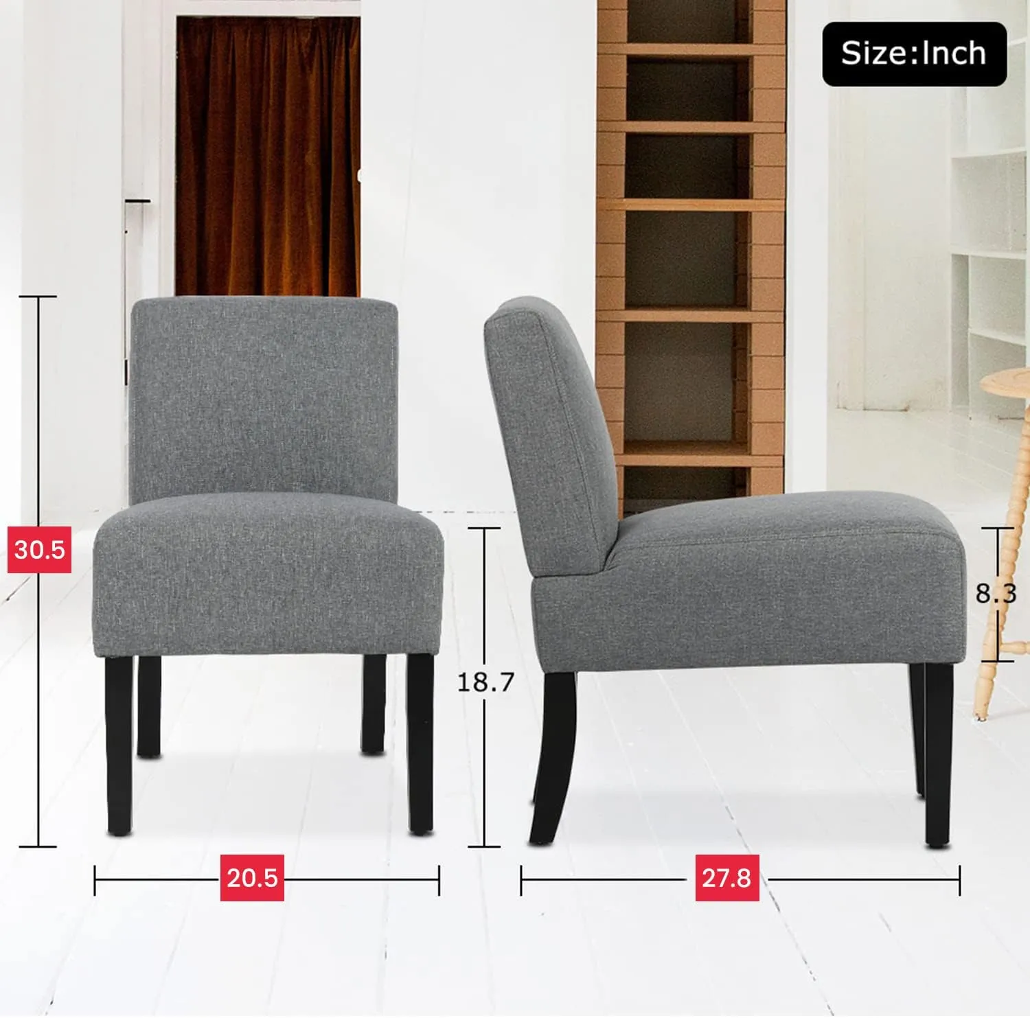 BestMassage Dining Chairs for Living Room Armless Chair Modern Design Fabric Armless Contemporary Accent Dining Chairs Sofa with Solid Wood Legs