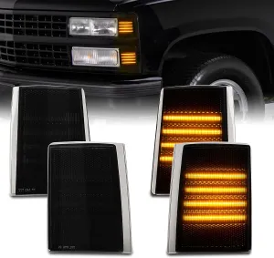 Bestview LED Front Corner Light Side Marker Turn Signal Light Compatible with GMC Sierra C/K 1500 2500 3500 Suburban Yukon,Upper & Lower Side Marker Reflector Light Amber Smoked Lens,4 Pack