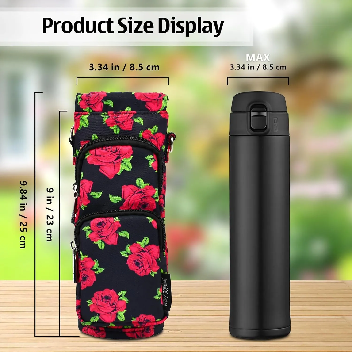 Betsey Johnson Insulated Water Bottle Pouch Holder Carrier Crossbag with Adjustable Shoulder Strap - Lightweight Polyester Accessories with Pockets Good for Hiking Sports